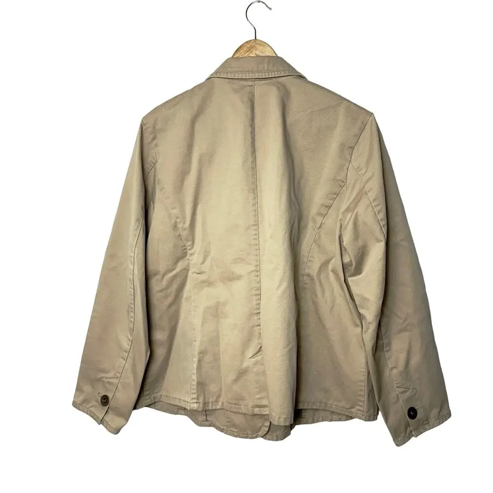 Coldwater Creek Utility Jacket Womens Plus Size 18 Tan Khaki Cotton Cargo Barn